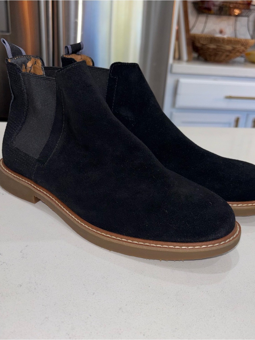 Steve Madden Men's Black Leather Chelsea Ankle Boots Pull Tab US 8M EU41
